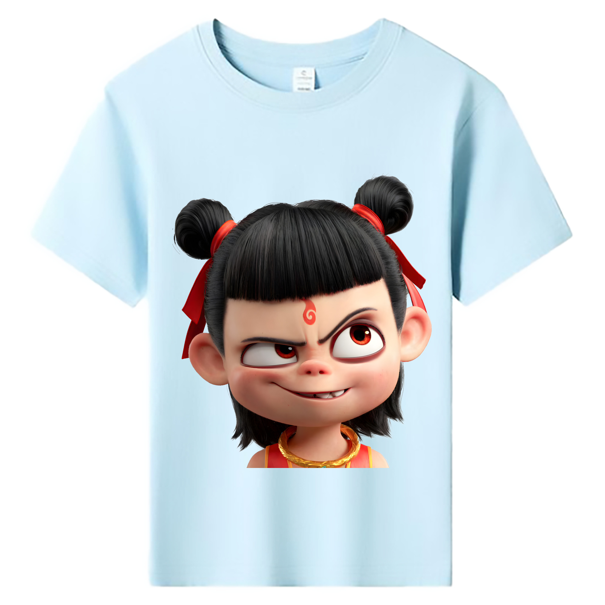 （画像用） Ne Zha 2 ナタ 魔童の大暴れ 綿100％キッズTシャツ（フロントプリント）